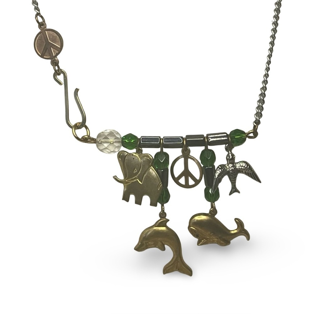 Vintage Isle of Magic “Save the Ocean” Greenpeace Gold Charm Necklace